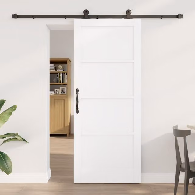 Berkfield Home Orkdal Modern White Lacquered Solid Wood Pine Sliding Door with Hardware Set – 1
