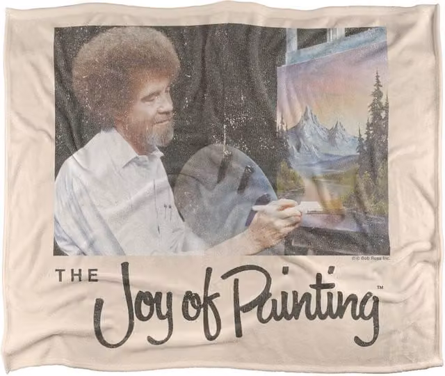 Bob Ross Joy Of Painting Silky Touch Super Soft Fluffy Polyester Throw Blanket in Multicolour, Large