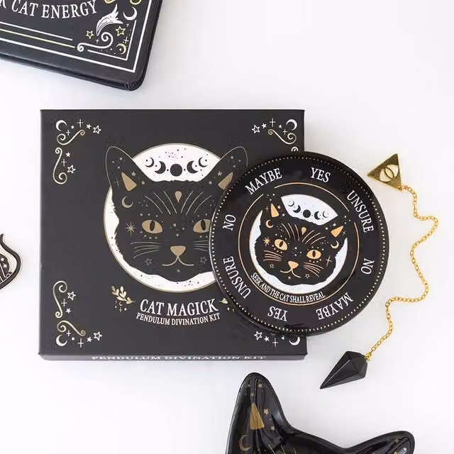 Uniqueful Black Cat Magick Pendulum Divination Kit in Black