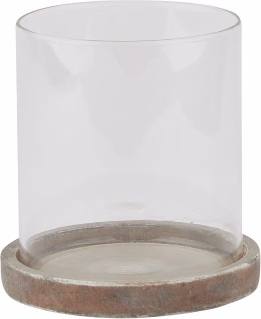 KDMK Rustic Brown Glass Tabletop Hurricane Lantern for Garden and Terrace