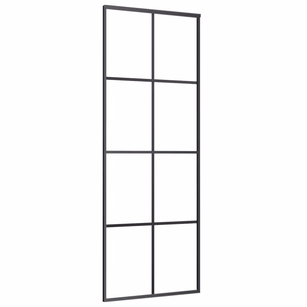 Berkfield Home Modern Sliding Door in Black with Transparent ESG Glass and Aluminium, W: 76 cm, H: 205 cm – 2