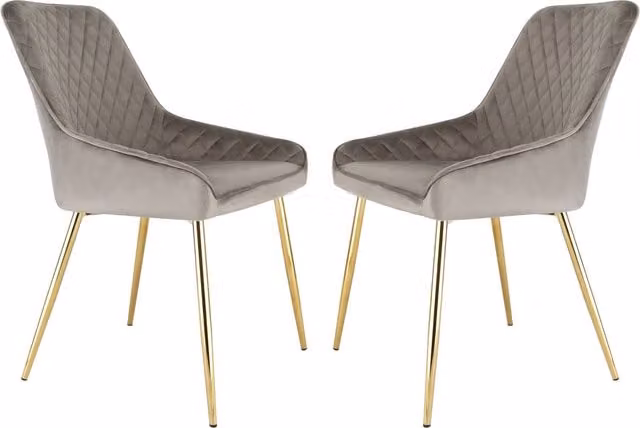 Home Garden Direct Hamilton Dining Chairs Set of 2 in Grey Velvet