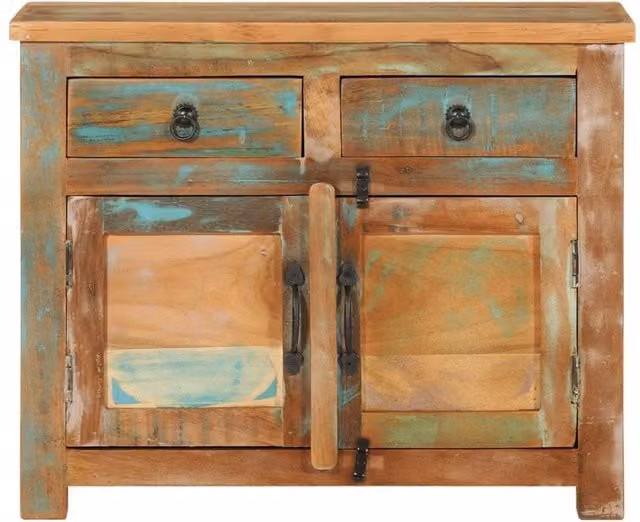 Berkfield Home Rustic Reclaimed Solid Wood Sideboard, Multicolour, W/D/H: 68 x 35 x 55 cm – 1