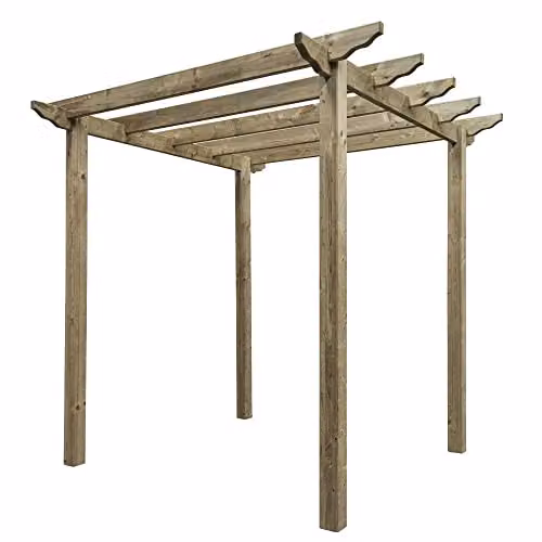 Rowlinsons Classic Timber Pergola in Brown, W: 240 cm, D: 240 cm, H: 276 cm – 3
