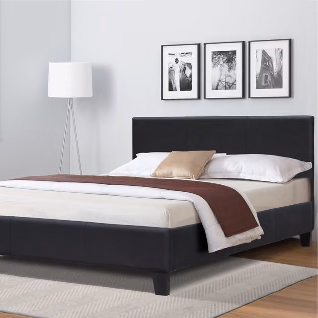 Comfy Living Modern Faux Leather Bedframe in Brown, W/D/H: 120 x 200 cm
