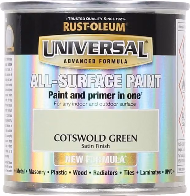 Rust-Oleum Universal All Surface Water Based Satin Paint in Cotswold Green, 250ml