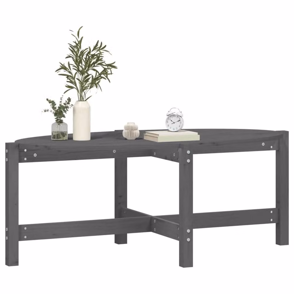 Berkfield Home Grey Rustic Solid Pine Coffee Table W: 118 cm, D: 63 cm, H: 45 cm – 3