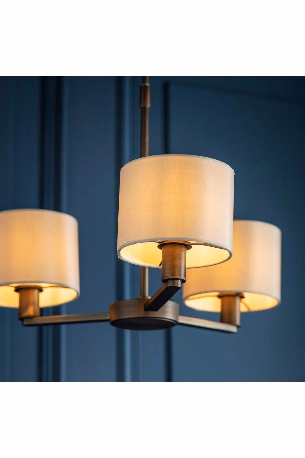Netlighting Daley Multi Arm Pendant Light in Antique Bronze and Brown Marble with Fabric – 2