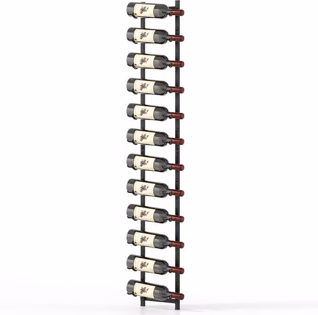 COSTWAY Modern Black Metal Wall Mounted Hanging Wine Display Rack
