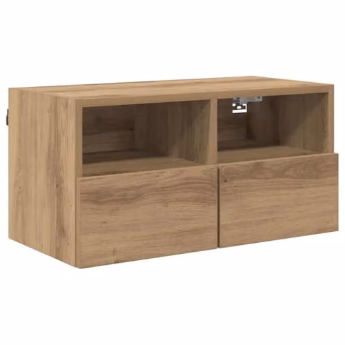vidaXL Set of 4 Modern Wall Mounted Living Room Cabinets in Brown Oak W/D/H: 102 x 30 x 40.5 cm – 2