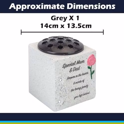 VFM e-Store Memorial Ornament Flower Pot Planter, Grey, W: 14 cm, D: 13.5 cm – 2