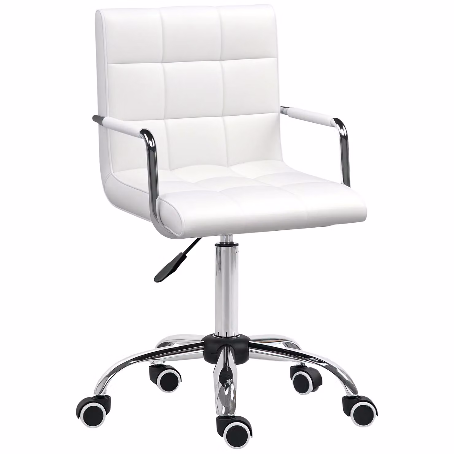 Vinsetto White PU Leather Ergonomic Swivel Task Chair with Armrests for Home Office – 2