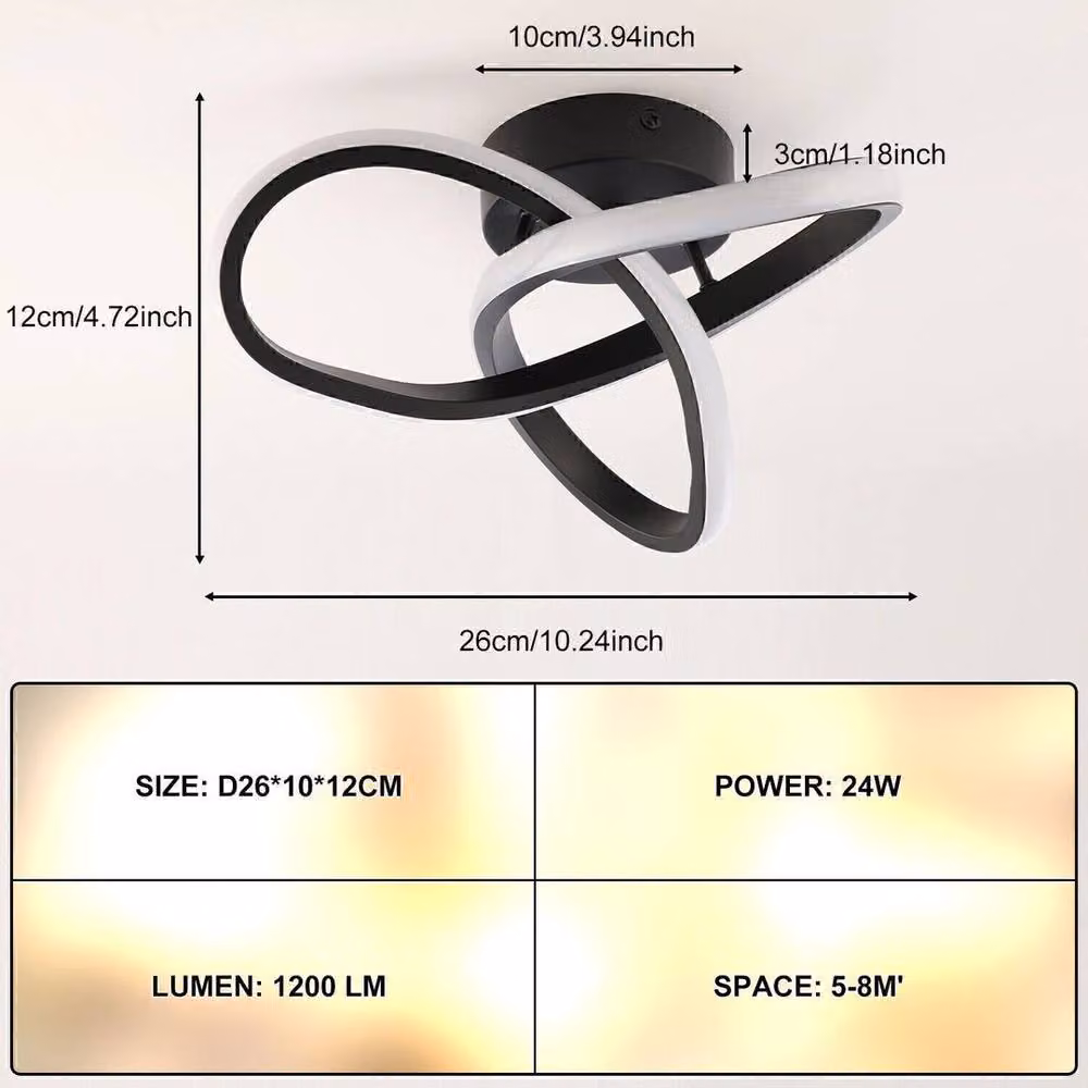 Kelvenix Modern LED Ceiling Light in Black with Warm White Light – 2