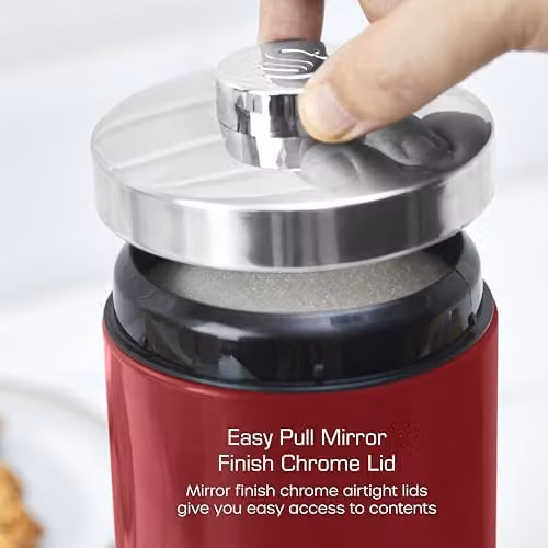 Swan Townhouse Set of 3 Airtight Stainless Steel Storage Canisters, Red – 4