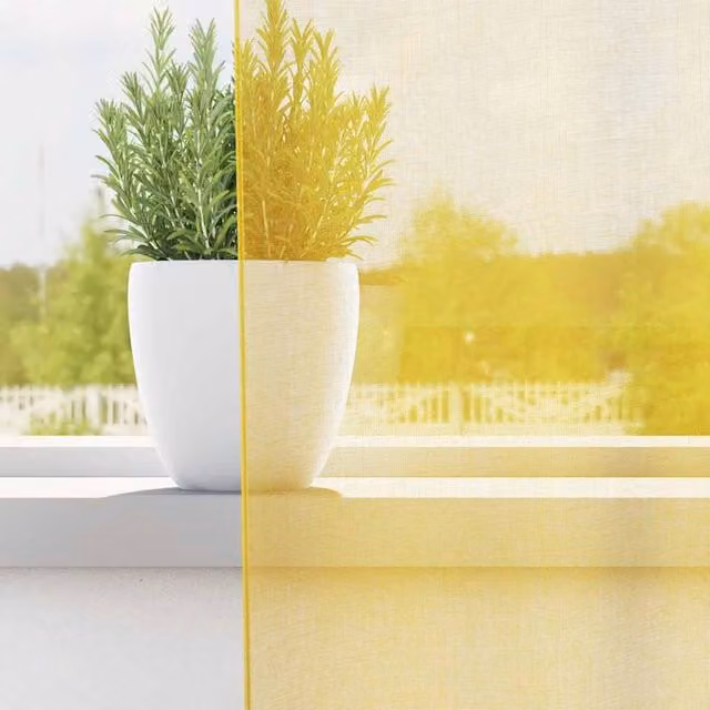 Berkfield Home Yellow Voile Fabric Panel Curtains with Tabs, 2 Pack, W: 140 cm, H: 245 cm
