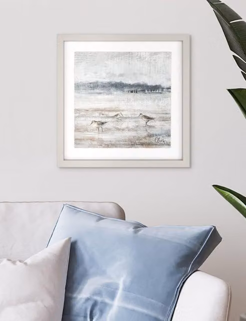 Gallery Direct Sand Pipers Square Framed Abstract Nature Wall Art in Beige and Multicolour