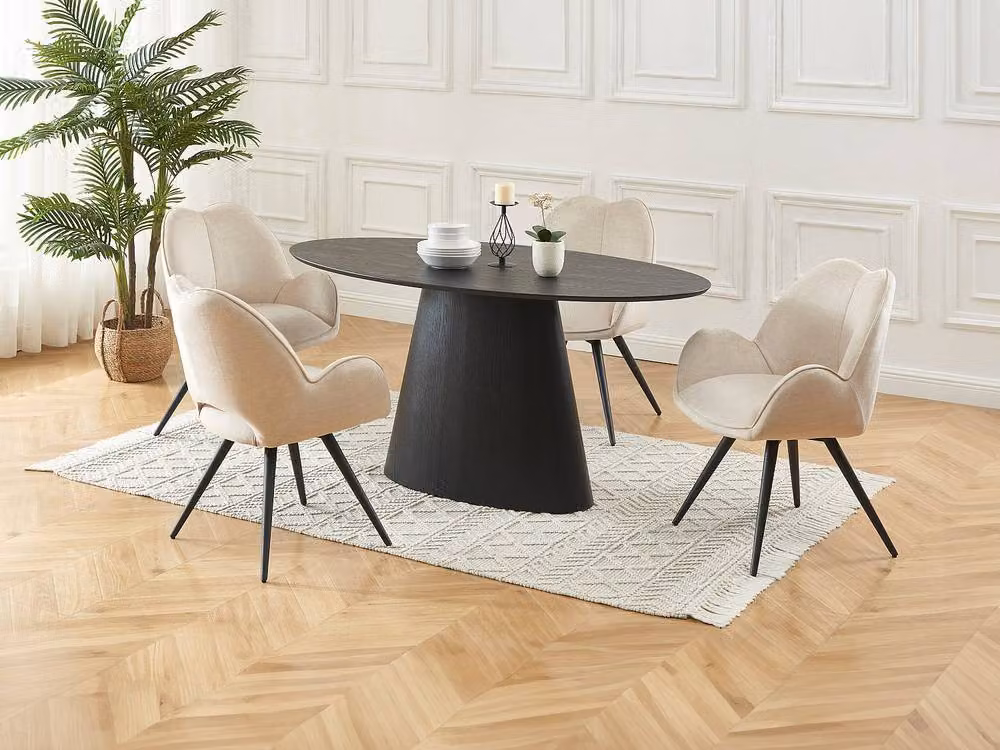 Vente-unique Antelada 6-Seater Oval Dining Table in Black MDF, W/D/H: 180 x 90 x 75 cm – 5