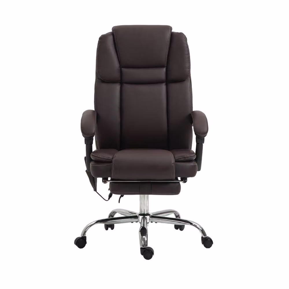 STILVORA Brown Synthetic Leather Executive Office Chair with Headrest and Armrests – 3