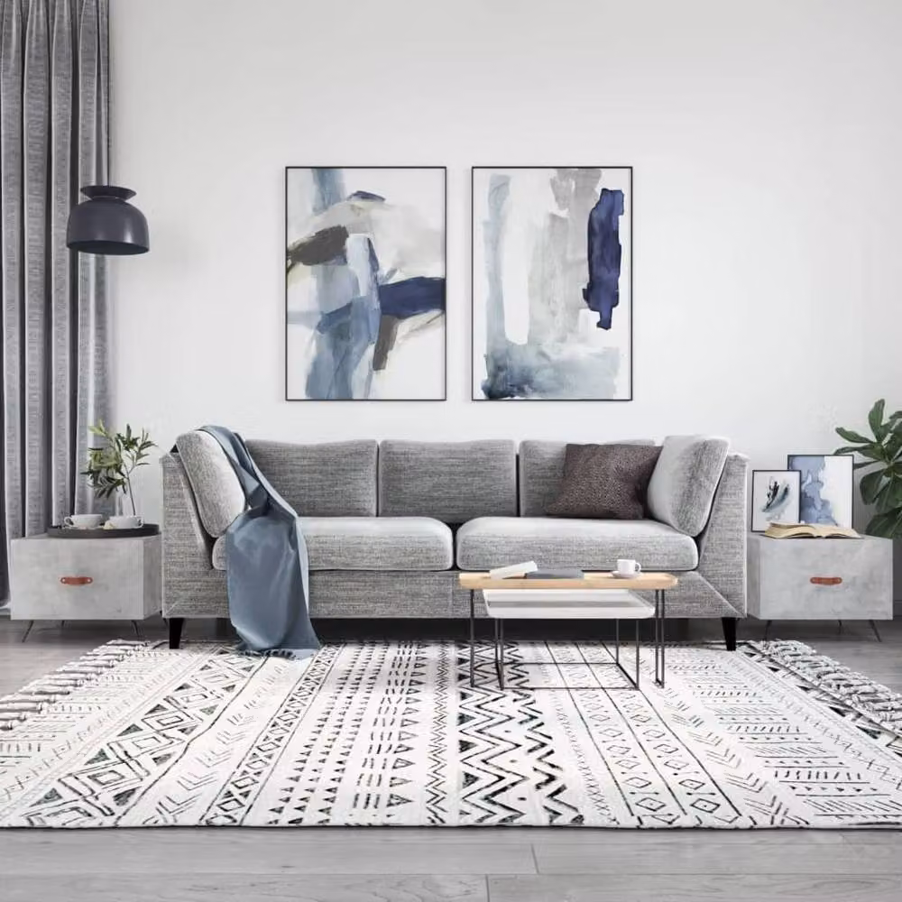 Berkfield Home Set of 2 Square Coffee Tables in Concrete Grey, W/D/H: 50 x 50 x 40 cm – 2