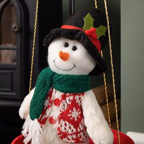 Samuel Alexander Multicolour Plush Snowman Christmas Hot Air Balloon with Extension Pole for Hanging or Table Decoration, Height: 100 cm – 3
