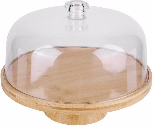 SPETLEK Bamboo Cake Stand with Lid in Beige, 29 cm Diameter