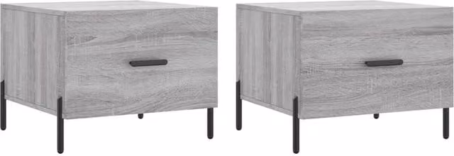 Berkfield Home Set of 2 Modern Square Coffee Tables in Grey Sonoma, W/D/H: 50 x 50 x 40 cm