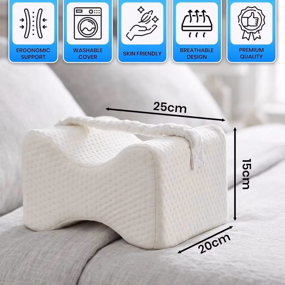 Kelvenix Contoured Memory Foam Side Sleeper Pillow for Hip and Knee Joint Pain in Beige – 2