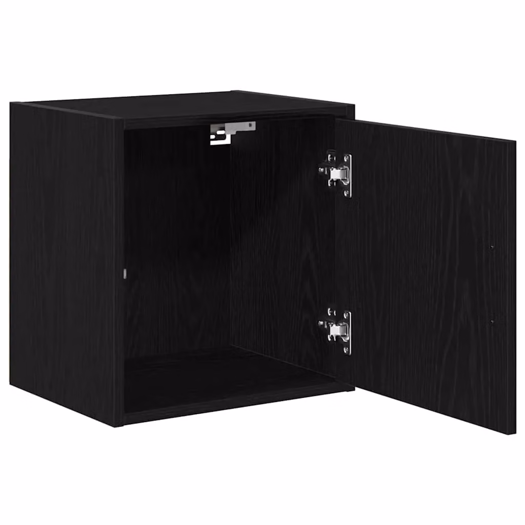 Berkfield Home Set of 2 Black Matt MDF Wall Mounted Garage Cabinets with Hinged Doors and Internal Shelves – 4