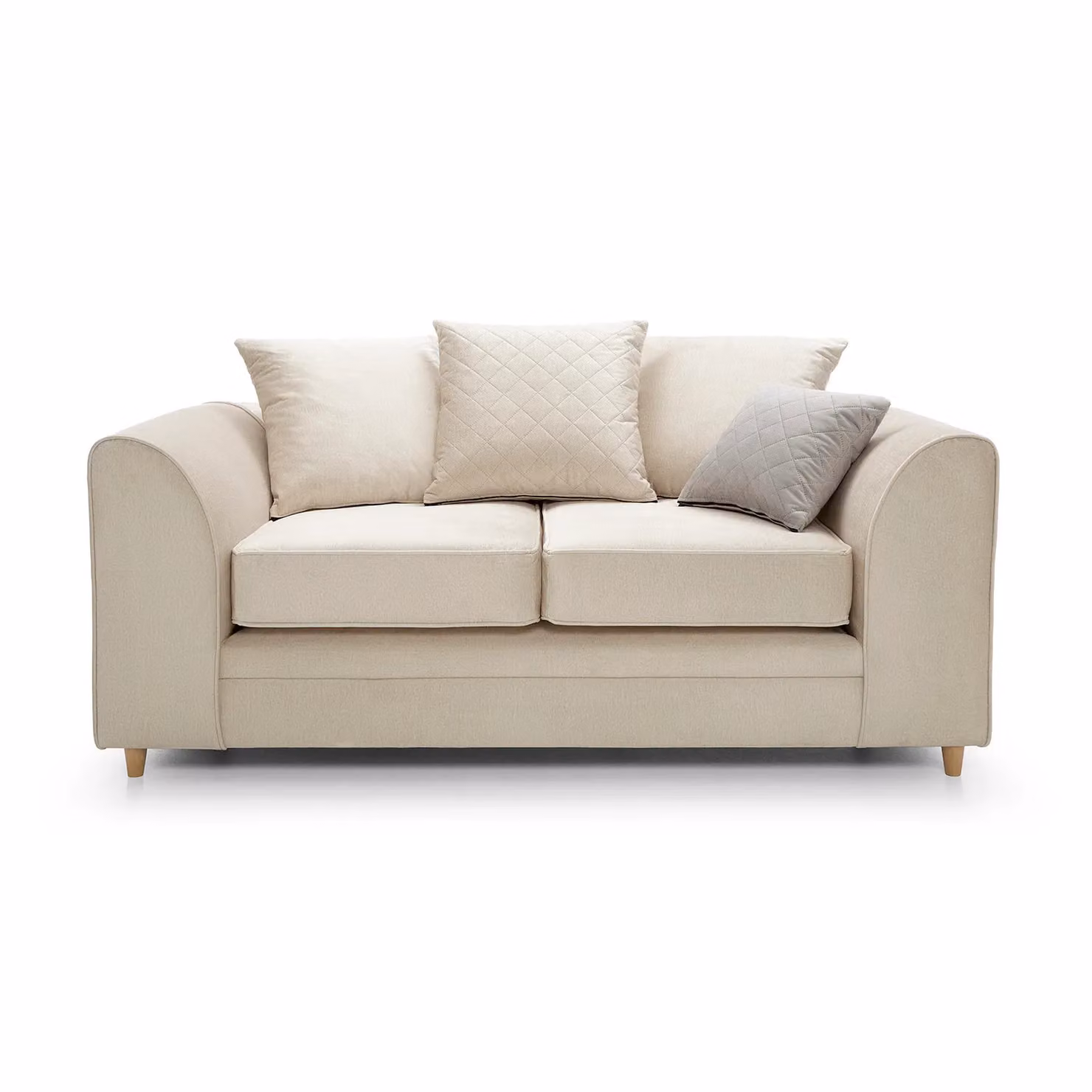 Abakus Direct Chicago 2 Seater Sofa in Beige Velvet with Scatter Cushions, W/D/H: 160 x 89 x 78 cm – 2