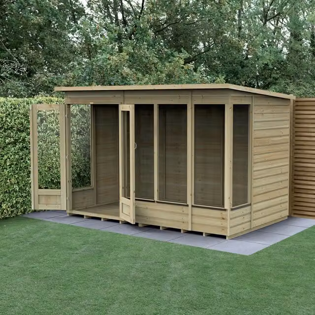 Beckwood Pent Summerhouse Modern Wood Design in Brown