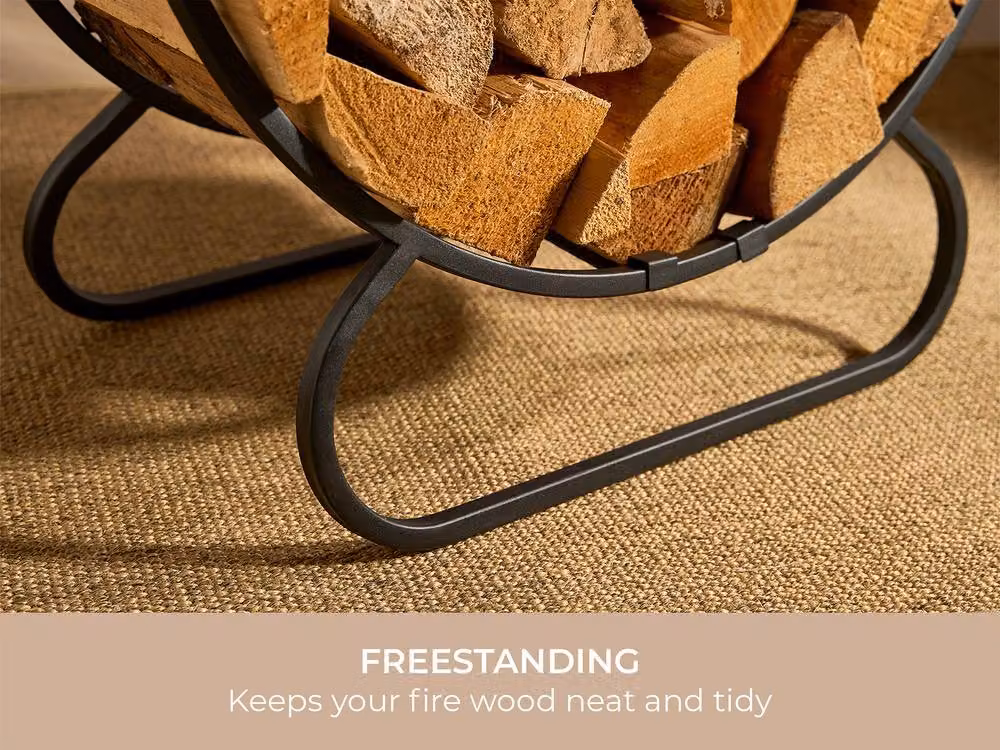 Adam Fires & Fireplaces Adam Burford Freestanding Metal Firewood Log Holder in Matt Black – 3