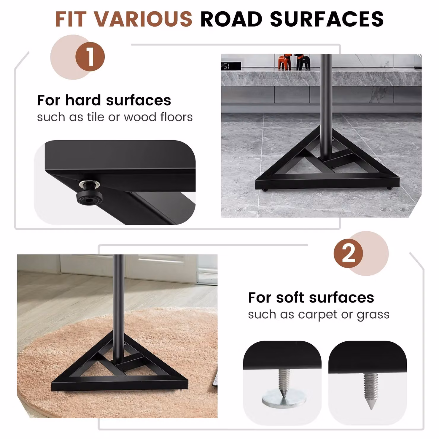 Costway Pair of Adjustable Studio Monitor Stands with Triangular Base, Black – 3
