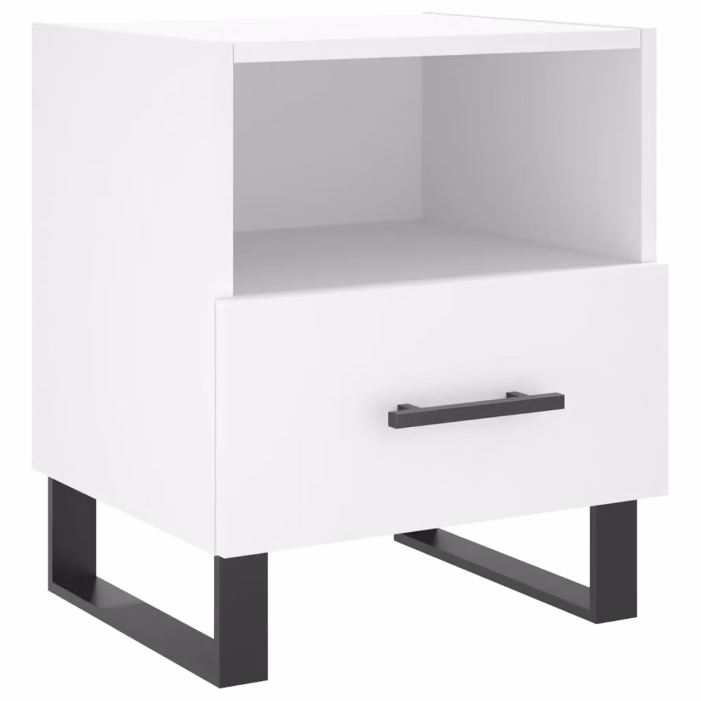 Berkfield Home White Modern Bedside Cabinet W: 40 cm, D: 35 cm, H: 47.5 cm – 2