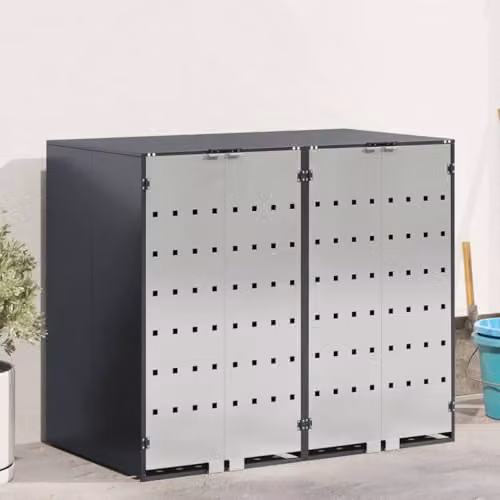 vidaXL Steel Wheelie Bin Storage for 2 Bins, Anthracite – 2