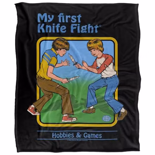 Steven Rhodes My First Knife Fight Super Soft Microfibre Throw Blanket W: 152 cm, D: 127 cm – 1