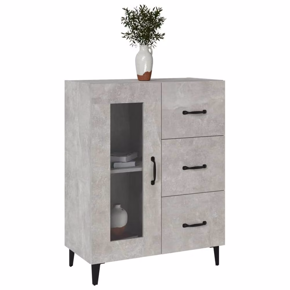 Berkfield Home Modern Sideboard in Concrete Grey, W: 69.5 cm, D: 34 cm, H: 90 cm – 3
