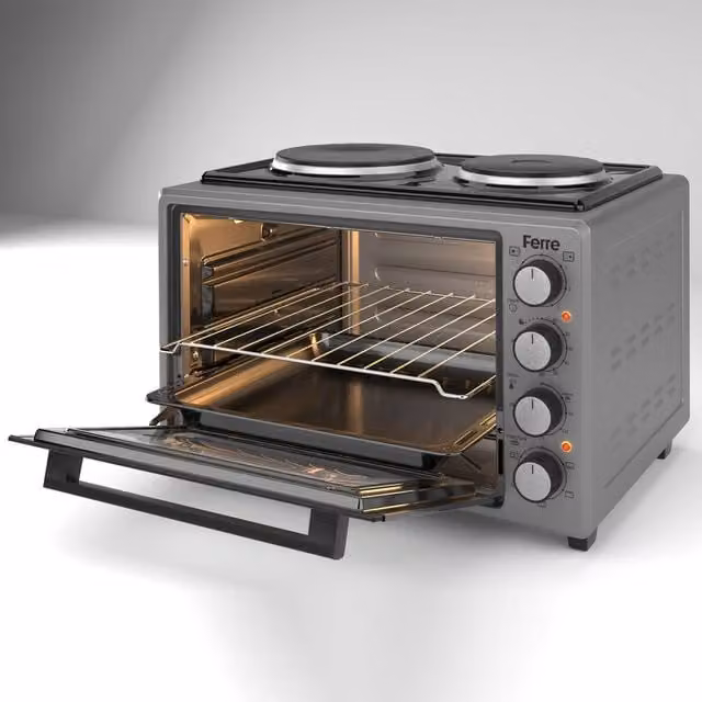 Ferre 35L Turbo Mini Oven with 2 Plate and Grill, Grey