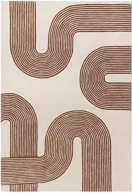 The Rug Shop UK Modern Abstract Wool and Viscose Area Rug in Beige, W: 160 cm, L: 230 cm – 1