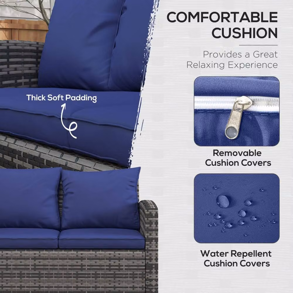 Wyld Haus Resuno 7 Seater Rattan Outdoor Sofa Set with Storage in Grey and Blue – 5