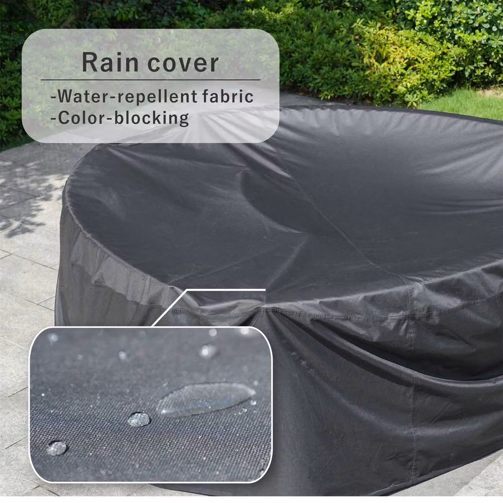 Direct Wicker Waterproof Round Outdoor Patio Rain Cover in Black – 3