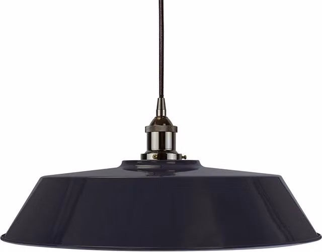 SE Home Chancery Large Round Suspended Pendant Light in Navy Blue and Black Metal