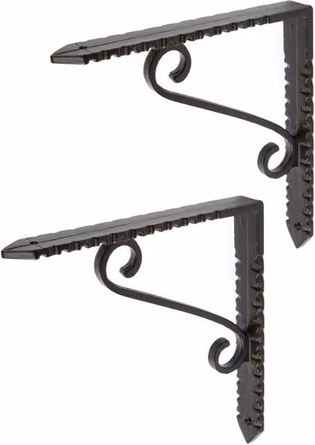 Hammer and Tongs Notched Scroll Iron Shelf Bracket, Black, Pack of 2, Diameter: 15 cm