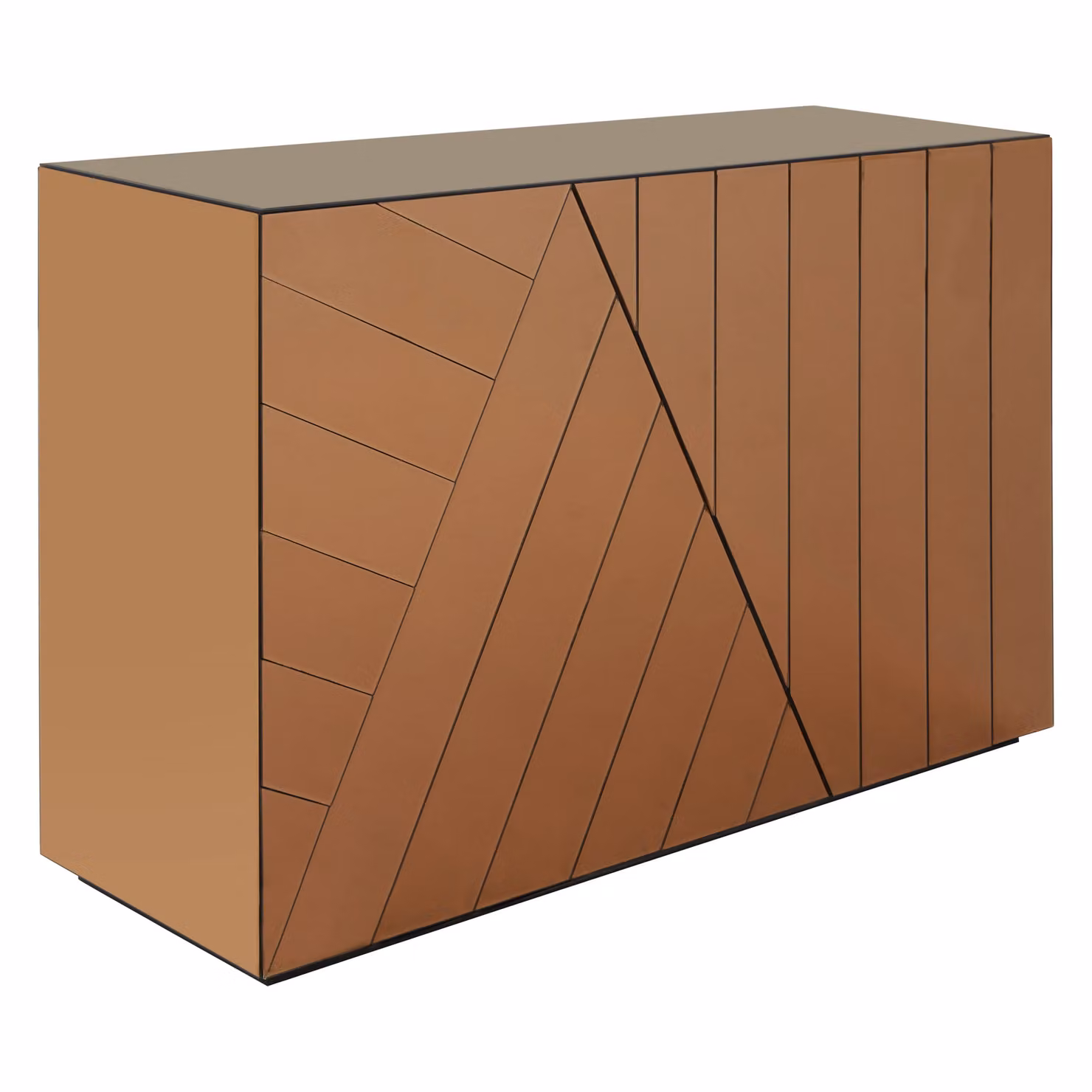 Orsina Modern Mirrored Console Cabinet in Brown and Gold with Glass Motifs, W/D/H: 122 x 41 x 84 cm – 3