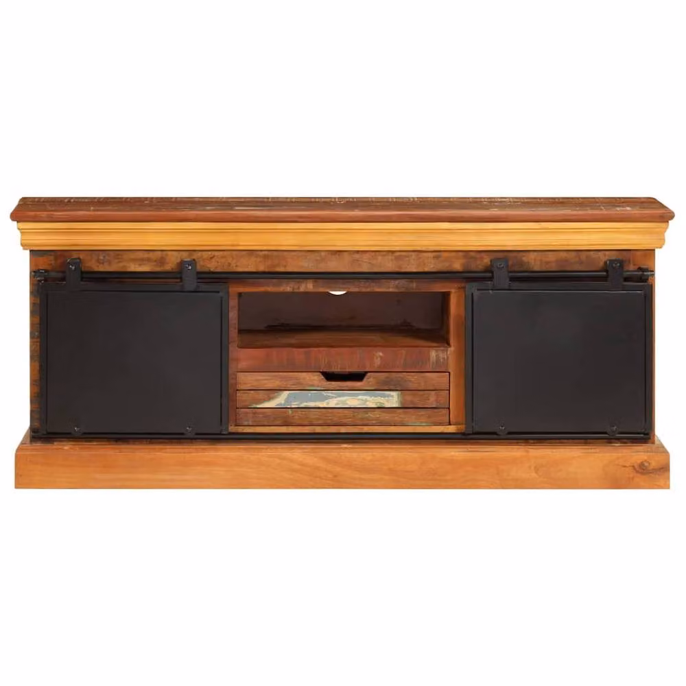 Berkfield Home Industrial TV Cabinet in Brown Solid Reclaimed Wood and Metal, W/D/H: 110 x 30 x 45 cm – 2