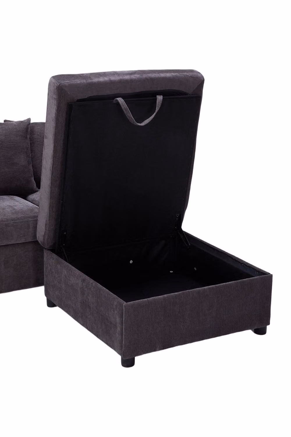 Garden Sanctuary Modern L-Shape 3-Seater Corner Sofa with Matching Ottoman in Grey – 3