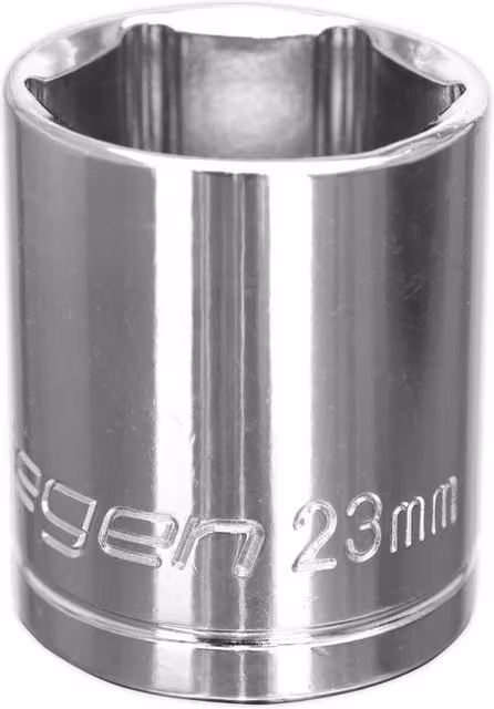 Loops 23mm Chrome Plated Drive Socket, 1/2 inch Square Drive, Silver Carbon Steel
