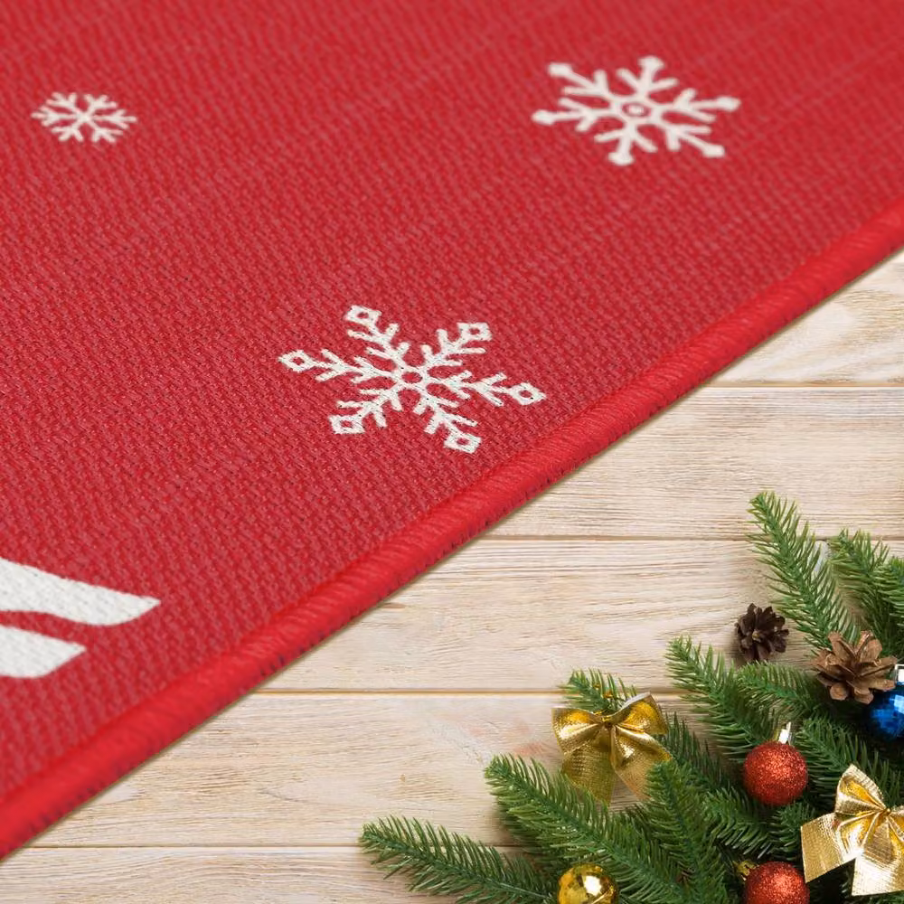 London Boutique 2-Piece Merry Christmas Washable Kitchen Rug Set in Red, W/D: 40 x 120 cm – 7