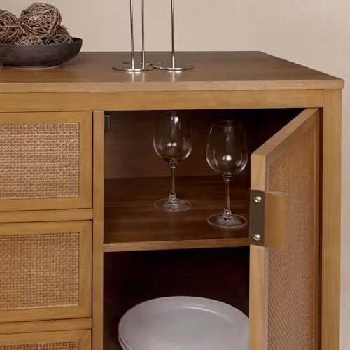 Teamson Home Hatteras Wooden Sideboard with 3 Drawers and 2 Doors in Sand and Brown, W: 140 cm, D: 45.72 cm, H: 81.28 cm – 5