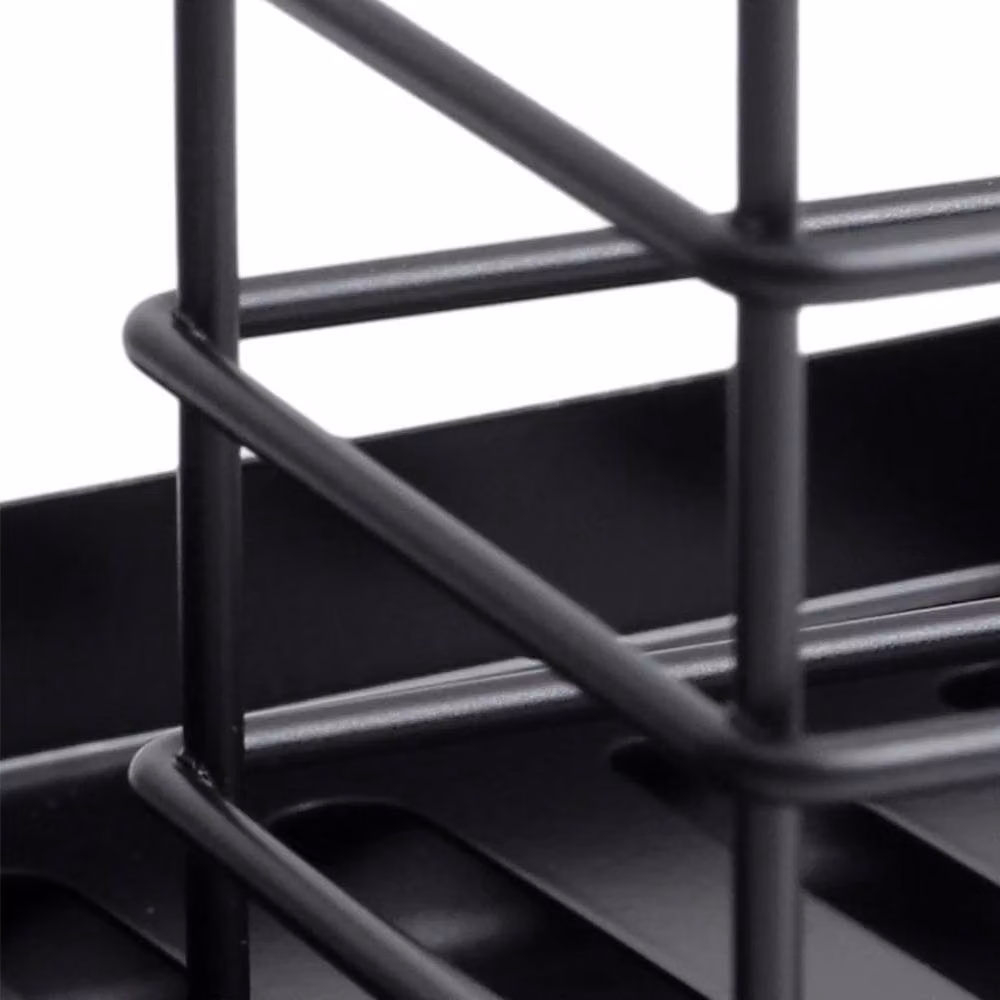 FORGEVIO Kitchen Sink Caddy Organizer Rack Drainer with Drip Tray in Black Metal – 3
