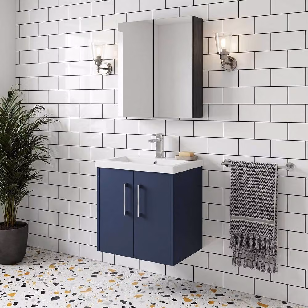 Balterley Winshill 2 Door Wall Hung Vanity Basin Unit, Blue, W: 50 cm – 3